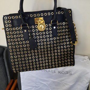 MICHAEL KORS large studded satchel with shoulder strap and dust bag